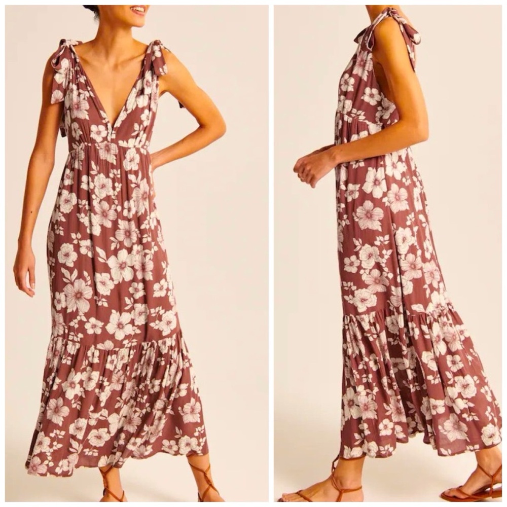Abercrombie Tie-Strap Babydoll Midaxi Dress Large